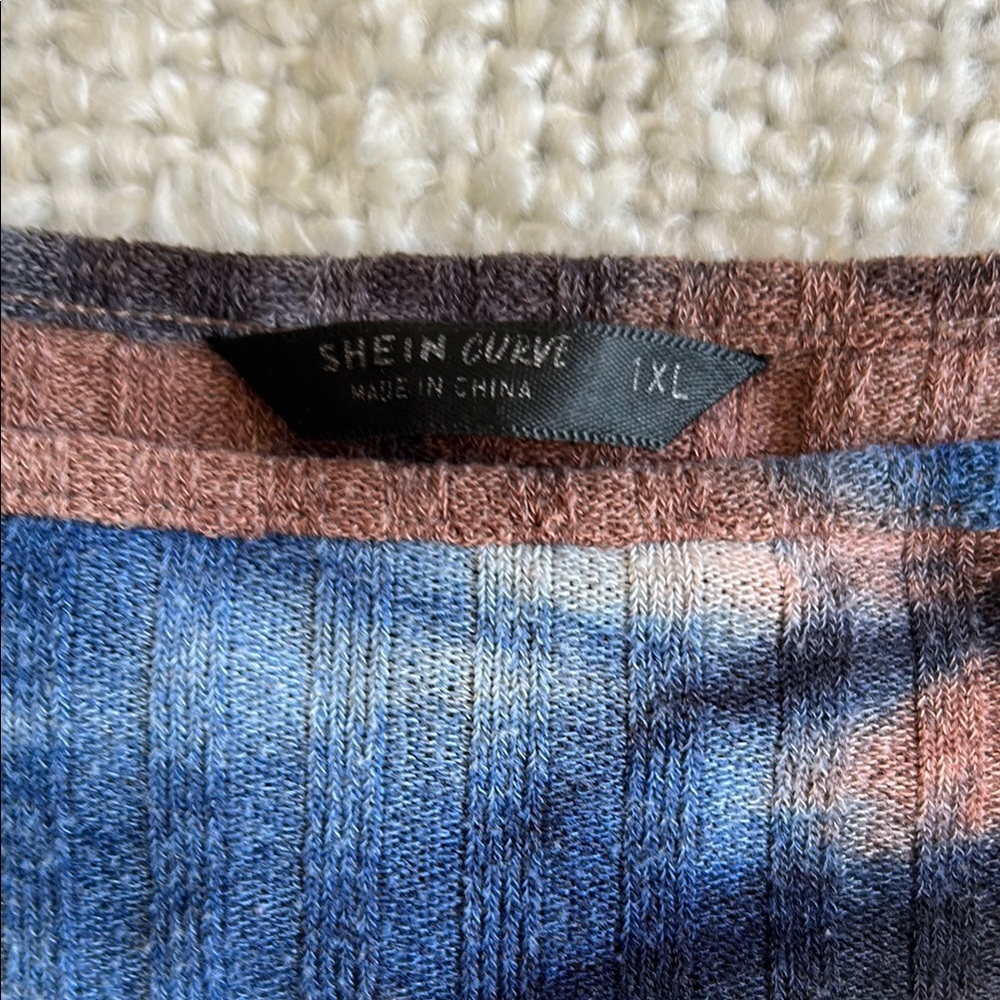 SHEIN Blue and Brown Ribbed Crop Tank Top - Picture 2 of 4